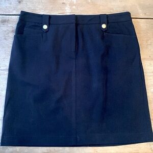 NWOT J.McLaughlin dark navy cotton stretch nautical knee length mini skirt 14